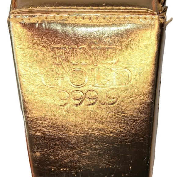 Gold Bar Purse Wristlet Clutch with Red Interior - Picture 7 of 12